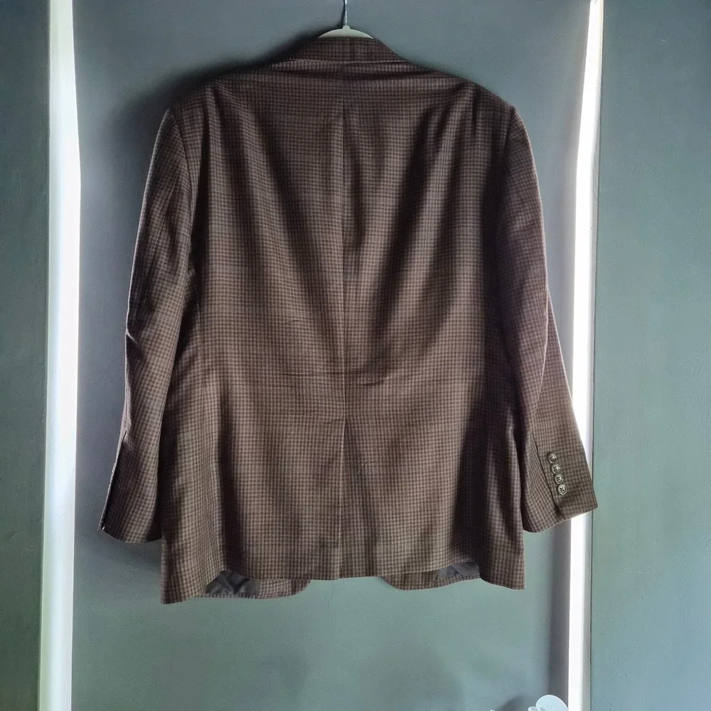 Jos. A. Bank Signature Collection Brown Houndstooth Silk Wool Blazer 42S Mens